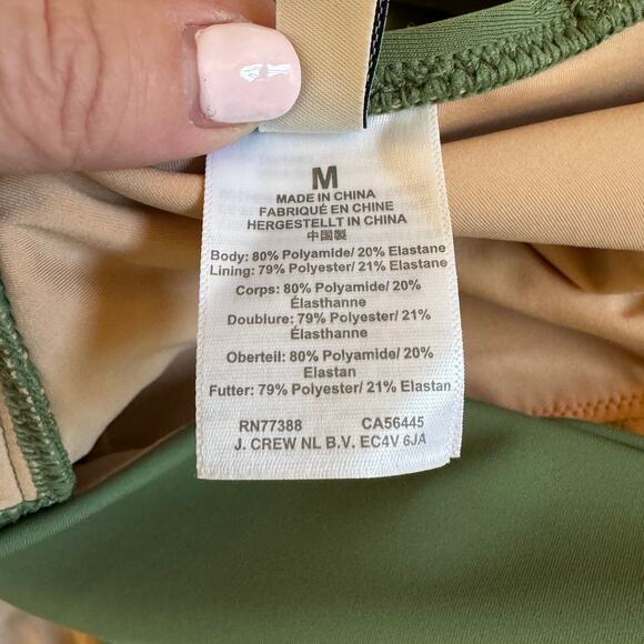 J. Crew V Neck One Piece Bathing Swim Suit Green EUC Medium Spring Break Lined - Picture 6 of 9